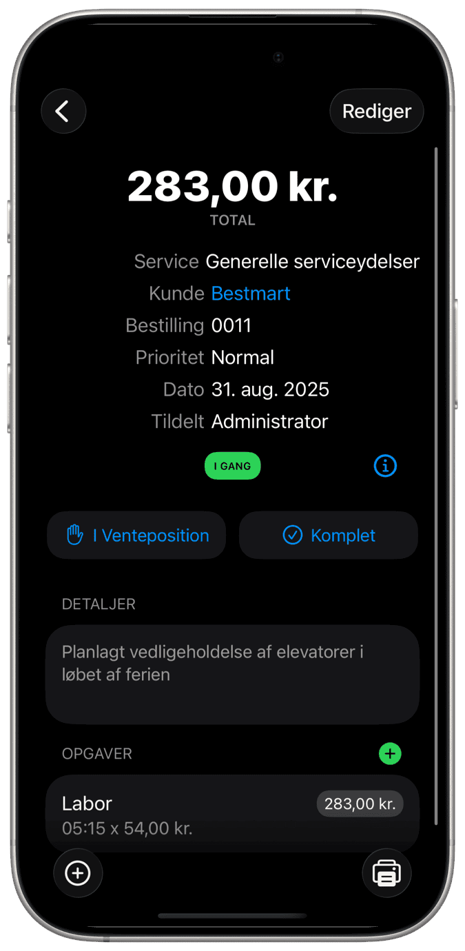 Håndtering af arbejdsordrer