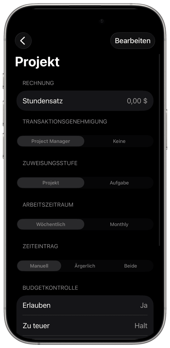 Projekt verwalten