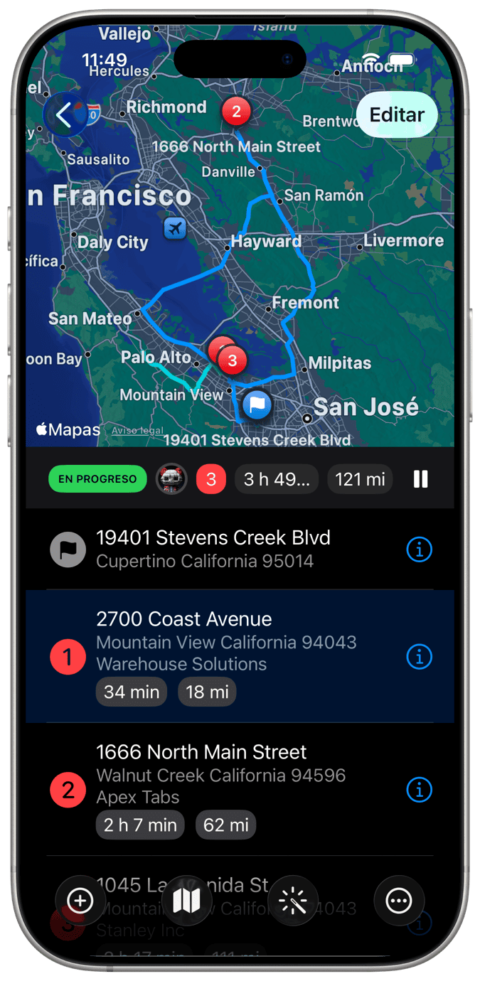 Aplicación Route Planner para entregas y servicios
