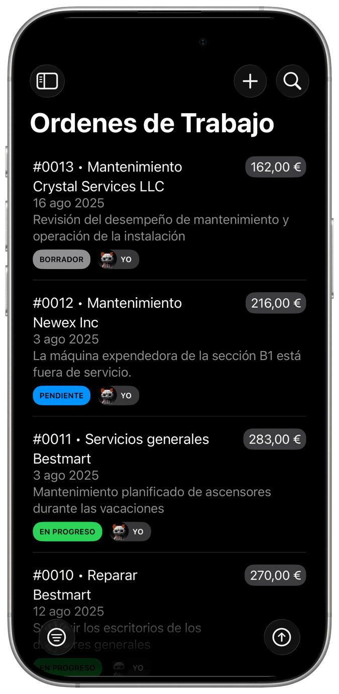 Gestión de órdenes de trabajo
