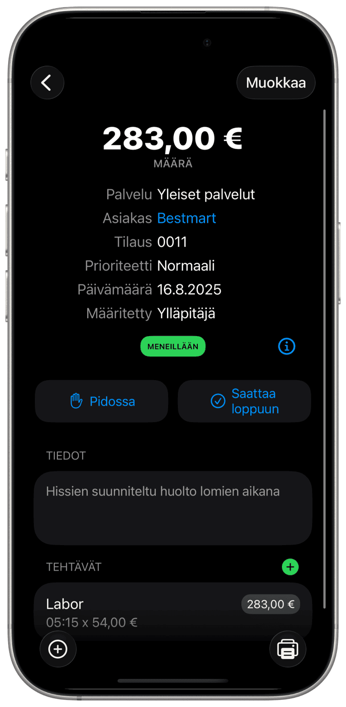 Työtilausten hallinta