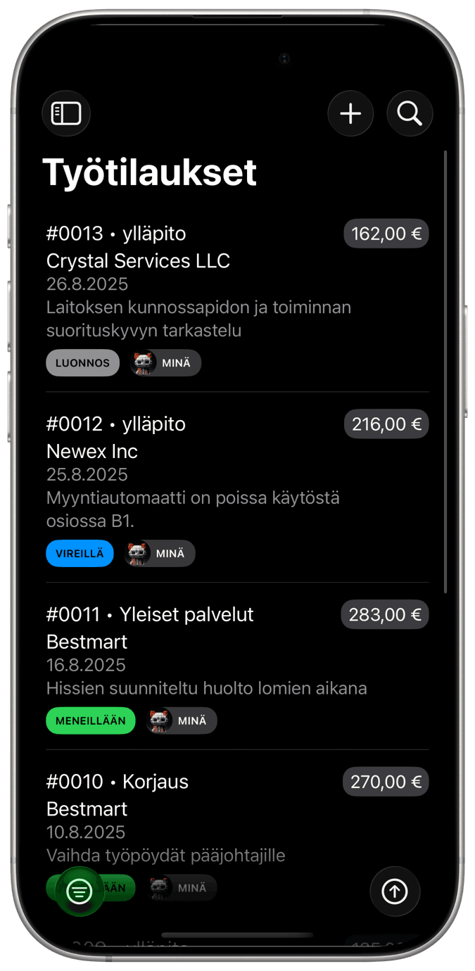 Työtilausten hallinta