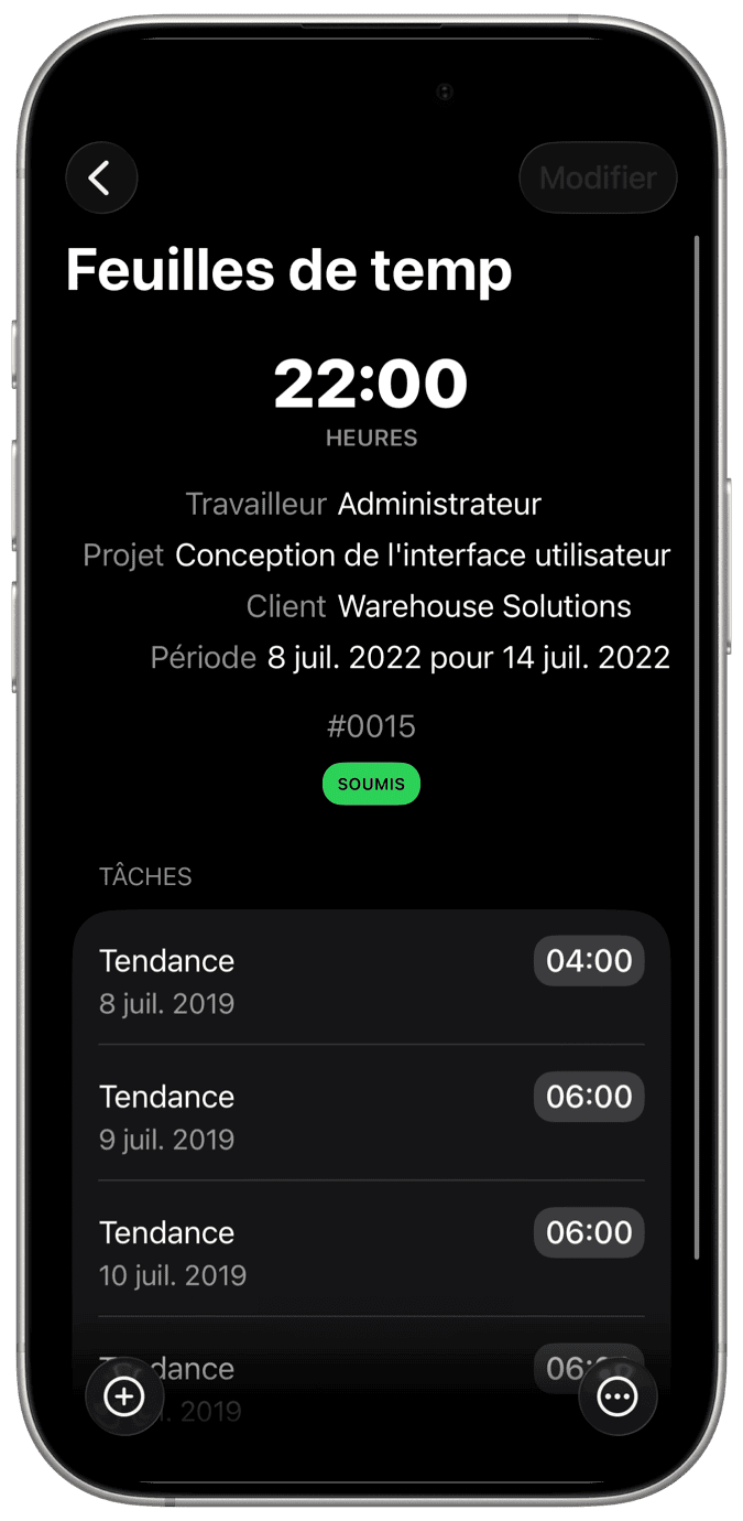 Saisie de l'heure simplifiée.