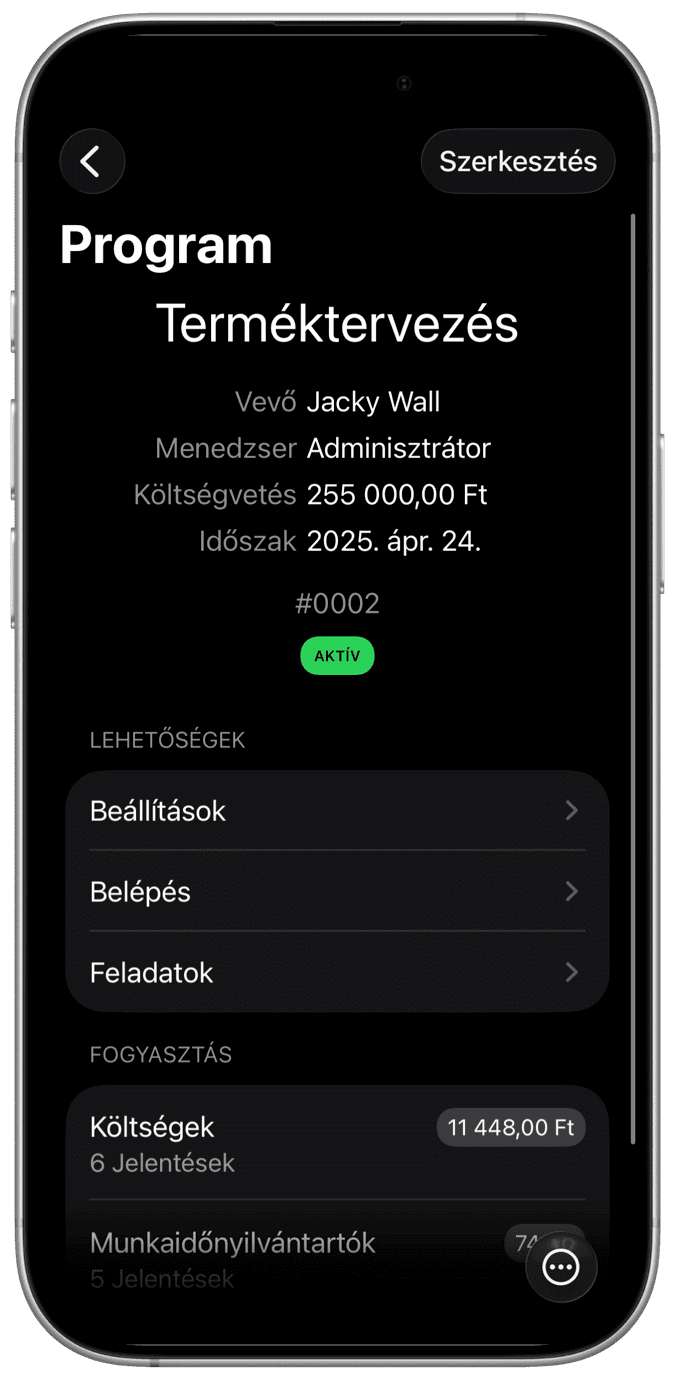 Projektek kezelése