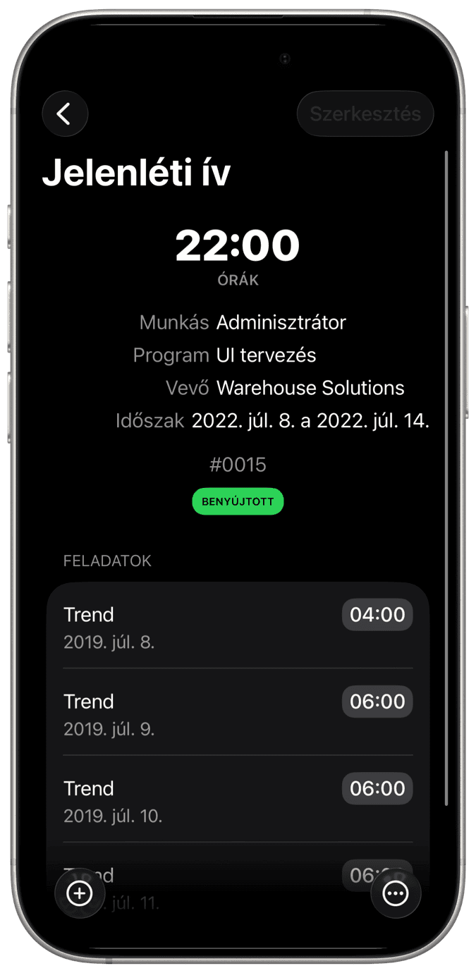 Az időbevitel egyszerűvé vált.