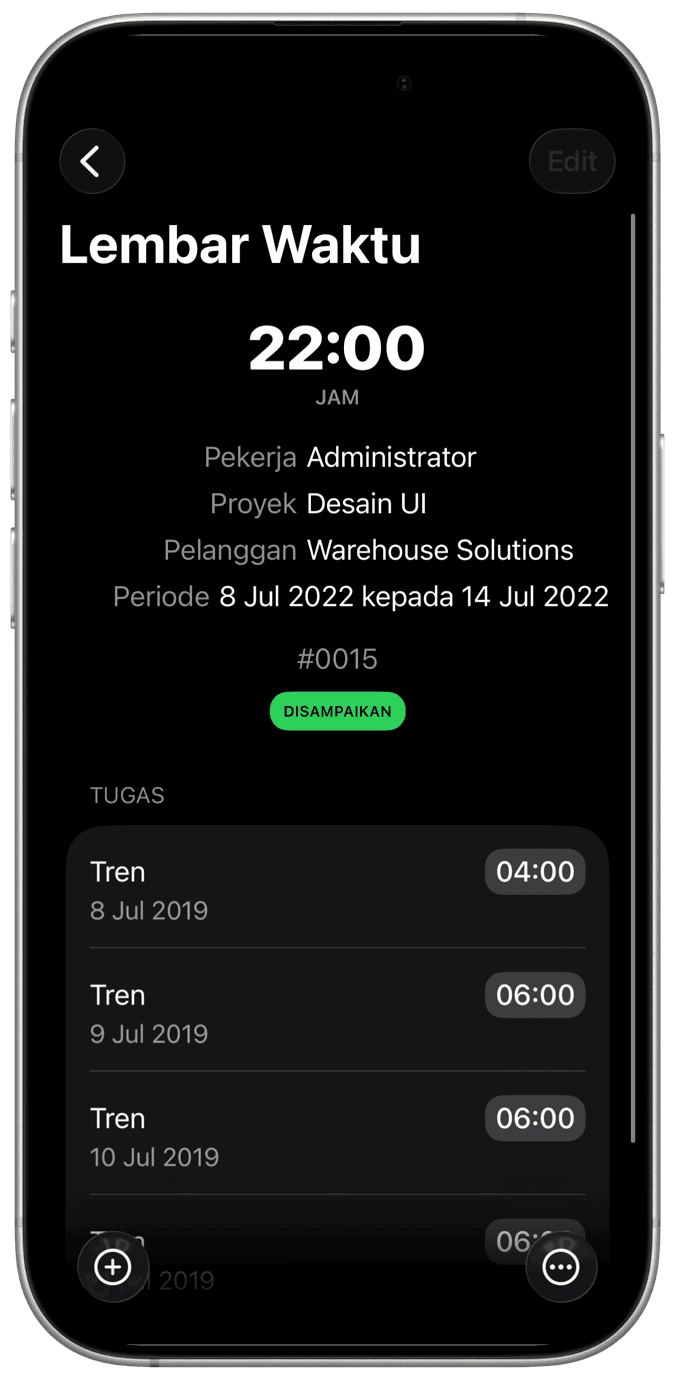 Entri waktu dibuat sederhana.