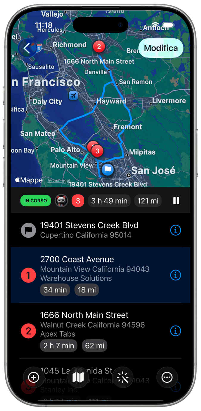 App Route Planner per consegne e assistenza