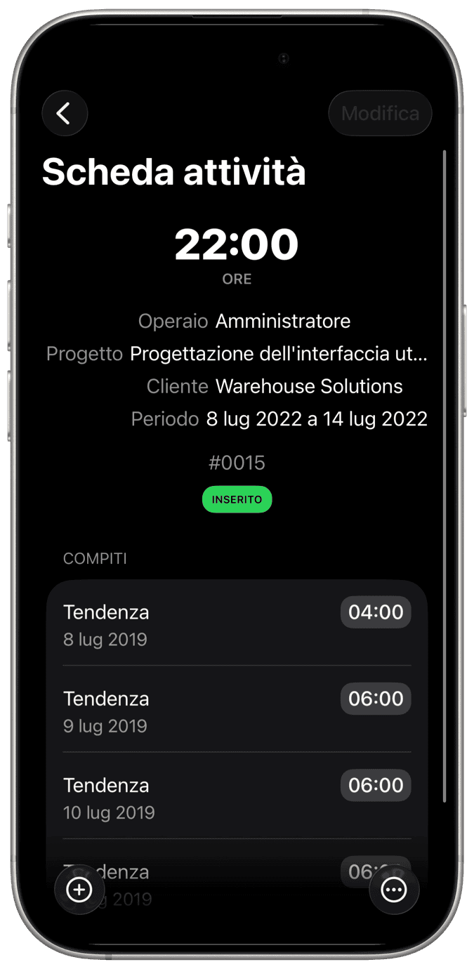Inserimento orario semplificato.