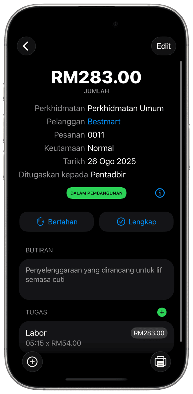 Pengurusan Pesanan Kerja