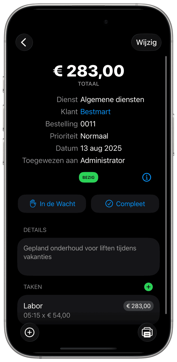 Beheer van werkorders