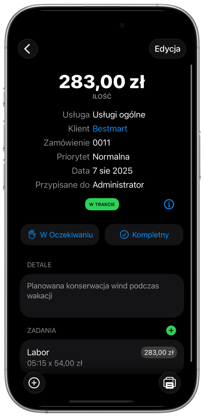 Zarządzanie zleceniami pracy