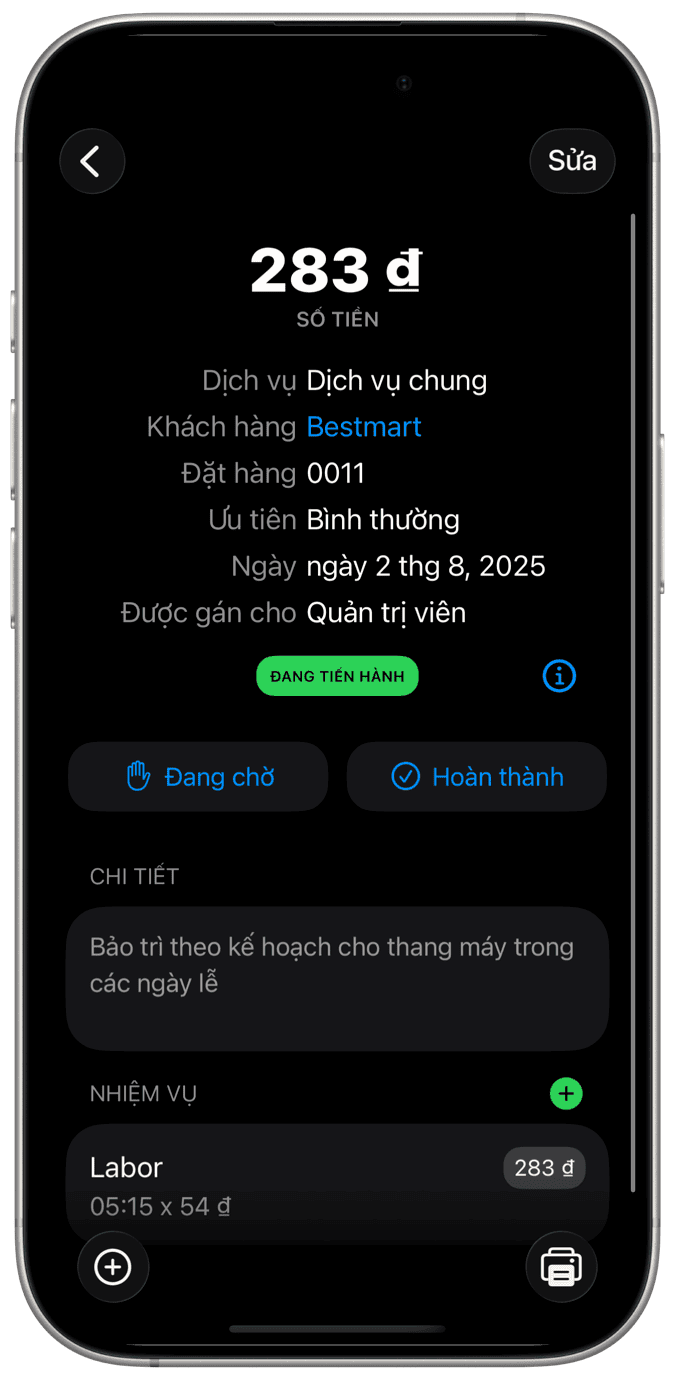 Quản lý đơn đặt hàng công việc