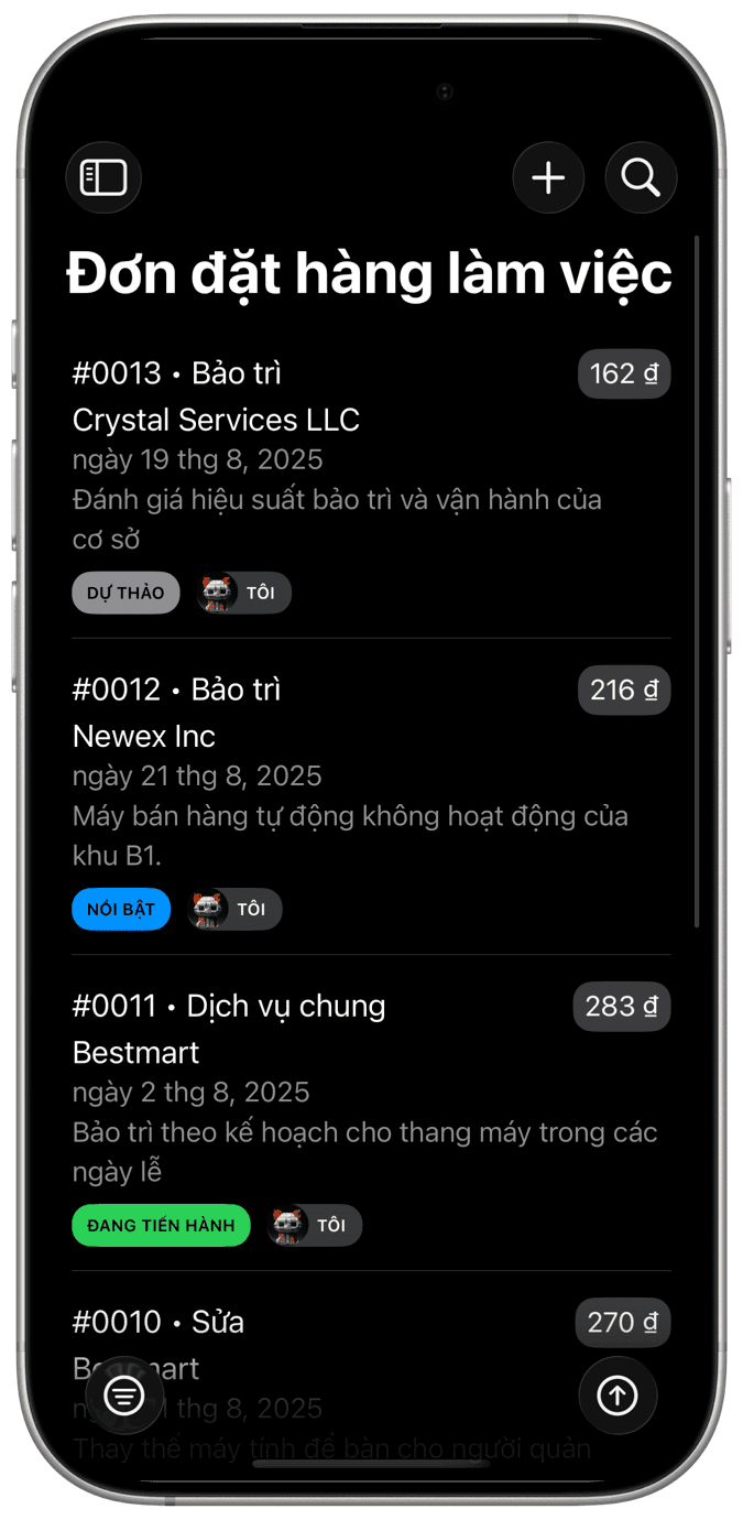Quản lý đơn đặt hàng công việc